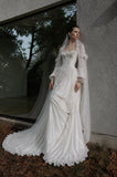 Load image into Gallery viewer, White Bridal Gown with Flowing Train, Elegant Wedding Dress for Formal Ceremony