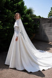 Load image into Gallery viewer, White Formal Bridal Dress with Elegant Train, Romantic Wedding Gown
