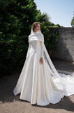 Load image into Gallery viewer, White Formal Bridal Dress with Elegant Train, Romantic Wedding Gown