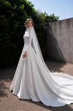 Load image into Gallery viewer, White Formal Bridal Dress with Elegant Train, Romantic Wedding Gown