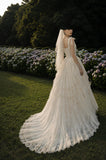 Load image into Gallery viewer, Ivory Wedding Gown with Graceful Full Length Silhouette and Dramatic Bridal Train