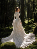 Load image into Gallery viewer, Ivory Statement Wedding Dress with Flowing Skirt and Refined Bridal Silhouette