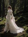 Load image into Gallery viewer, Ivory Statement Wedding Dress with Flowing Skirt and Refined Bridal Silhouette