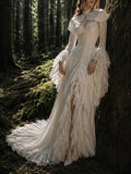 Load image into Gallery viewer, Ivory Statement Wedding Dress with Flowing Skirt and Refined Bridal Silhouette