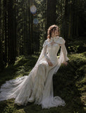 Load image into Gallery viewer, Ivory Statement Wedding Dress with Flowing Skirt and Refined Bridal Silhouette