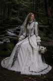 Load image into Gallery viewer, White Bridal Gown with Flowing Train, Elegant Wedding Dress for Formal Ceremony