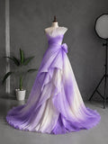 Load image into Gallery viewer, Ivory One Shoulder Evening Gown, Draped Formal Dress with Long Train