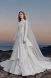 Load image into Gallery viewer, White Formal Bridal Dress with Elegant Train, Romantic Wedding Gown