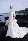 Load image into Gallery viewer, White Statement Wedding Dress with Flowing Skirt and Refined Bridal Silhouette