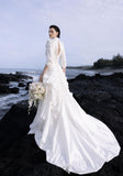 Load image into Gallery viewer, White Statement Wedding Dress with Flowing Skirt and Refined Bridal Silhouette