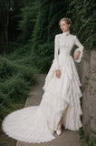 Load image into Gallery viewer, White Formal Bridal Dress with Elegant Train, Romantic Wedding Gown