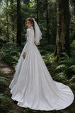 Load image into Gallery viewer, White Statement Wedding Dress with Flowing Skirt and Refined Bridal Silhouette