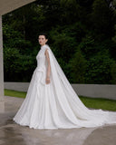 Load image into Gallery viewer, White Formal Bridal Dress with Elegant Train, Romantic Wedding Gown