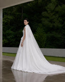 Load image into Gallery viewer, White Formal Bridal Dress with Elegant Train, Romantic Wedding Gown