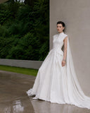 Load image into Gallery viewer, White Formal Bridal Dress with Elegant Train, Romantic Wedding Gown