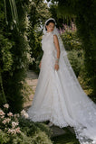 Load image into Gallery viewer, White Formal Bridal Dress with Elegant Train, Romantic Wedding Gown
