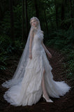 Load image into Gallery viewer, White Formal Bridal Dress with Elegant Train, Romantic Wedding Gown
