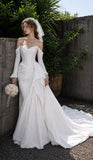 Load image into Gallery viewer, White Statement Wedding Dress with Flowing Skirt and Refined Bridal Silhouette