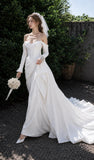 Load image into Gallery viewer, White Statement Wedding Dress with Flowing Skirt and Refined Bridal Silhouette