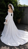 Load image into Gallery viewer, White Statement Wedding Dress with Flowing Skirt and Refined Bridal Silhouette