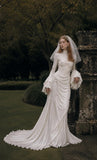 Load image into Gallery viewer, Ivory Bridal Gown with Flowing Train, Elegant Wedding Dress for Formal Ceremony