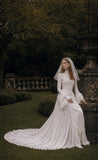 Load image into Gallery viewer, Ivory Bridal Gown with Flowing Train, Elegant Wedding Dress for Formal Ceremony
