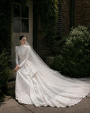 Load image into Gallery viewer, White Formal Bridal Dress with Elegant Train, Romantic Wedding Gown