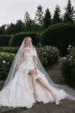 Load image into Gallery viewer, White Statement Wedding Dress with Flowing Skirt and Refined Bridal Silhouette