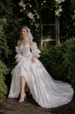 Load image into Gallery viewer, Ivory Wedding Gown with Graceful Full Length Silhouette and Dramatic Bridal Train