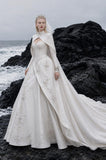 Load image into Gallery viewer, White Statement Wedding Dress with Flowing Skirt and Refined Bridal Silhouette