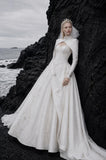 Load image into Gallery viewer, White Statement Wedding Dress with Flowing Skirt and Refined Bridal Silhouette