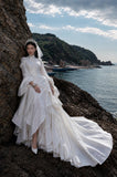 Load image into Gallery viewer, White Formal Bridal Dress with Elegant Train, Romantic Wedding Gown