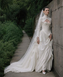 Load image into Gallery viewer, White Statement Wedding Dress with Flowing Skirt and Refined Bridal Silhouette