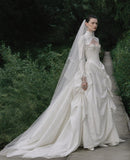 Load image into Gallery viewer, White Statement Wedding Dress with Flowing Skirt and Refined Bridal Silhouette