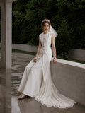 Load image into Gallery viewer, Ivory Statement Wedding Dress with Flowing Skirt and Refined Bridal Silhouette