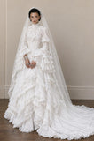 Load image into Gallery viewer, Ivory Wedding Gown with Graceful Full Length Silhouette and Dramatic Bridal Train