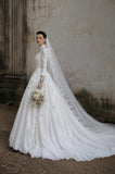 Load image into Gallery viewer, White Formal Bridal Dress with Elegant Train, Romantic Wedding Gown