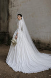 Load image into Gallery viewer, White Formal Bridal Dress with Elegant Train, Romantic Wedding Gown