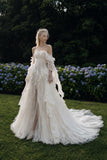 Load image into Gallery viewer, Ivory Statement Wedding Dress with Flowing Skirt and Refined Bridal Silhouette
