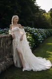 Load image into Gallery viewer, Ivory Statement Wedding Dress with Flowing Skirt and Refined Bridal Silhouette