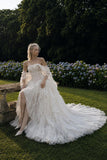 Load image into Gallery viewer, Ivory Statement Wedding Dress with Flowing Skirt and Refined Bridal Silhouette