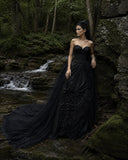 Load image into Gallery viewer, Black Statement Bridal Dress with Dramatic Full Length Wedding Silhouette