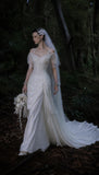 Load image into Gallery viewer, White Statement Wedding Dress with Flowing Skirt and Refined Bridal Silhouette