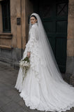 Load image into Gallery viewer, White Statement Wedding Dress with Flowing Skirt and Refined Bridal Silhouette