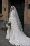 Load image into Gallery viewer, White Statement Wedding Dress with Flowing Skirt and Refined Bridal Silhouette