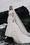 Load image into Gallery viewer, White Statement Wedding Dress with Flowing Skirt and Refined Bridal Silhouette