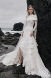 Load image into Gallery viewer, White Statement Wedding Dress with Flowing Skirt and Refined Bridal Silhouette