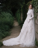 Load image into Gallery viewer, White Statement Wedding Dress with Flowing Skirt and Refined Bridal Silhouette