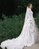 Load image into Gallery viewer, White Statement Wedding Dress with Flowing Skirt and Refined Bridal Silhouette