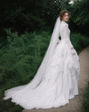 Load image into Gallery viewer, White Statement Wedding Dress with Flowing Skirt and Refined Bridal Silhouette